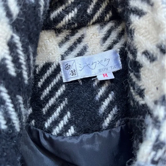 Vintage Black and White Wool Plaid Coat - Picture 8 of 12